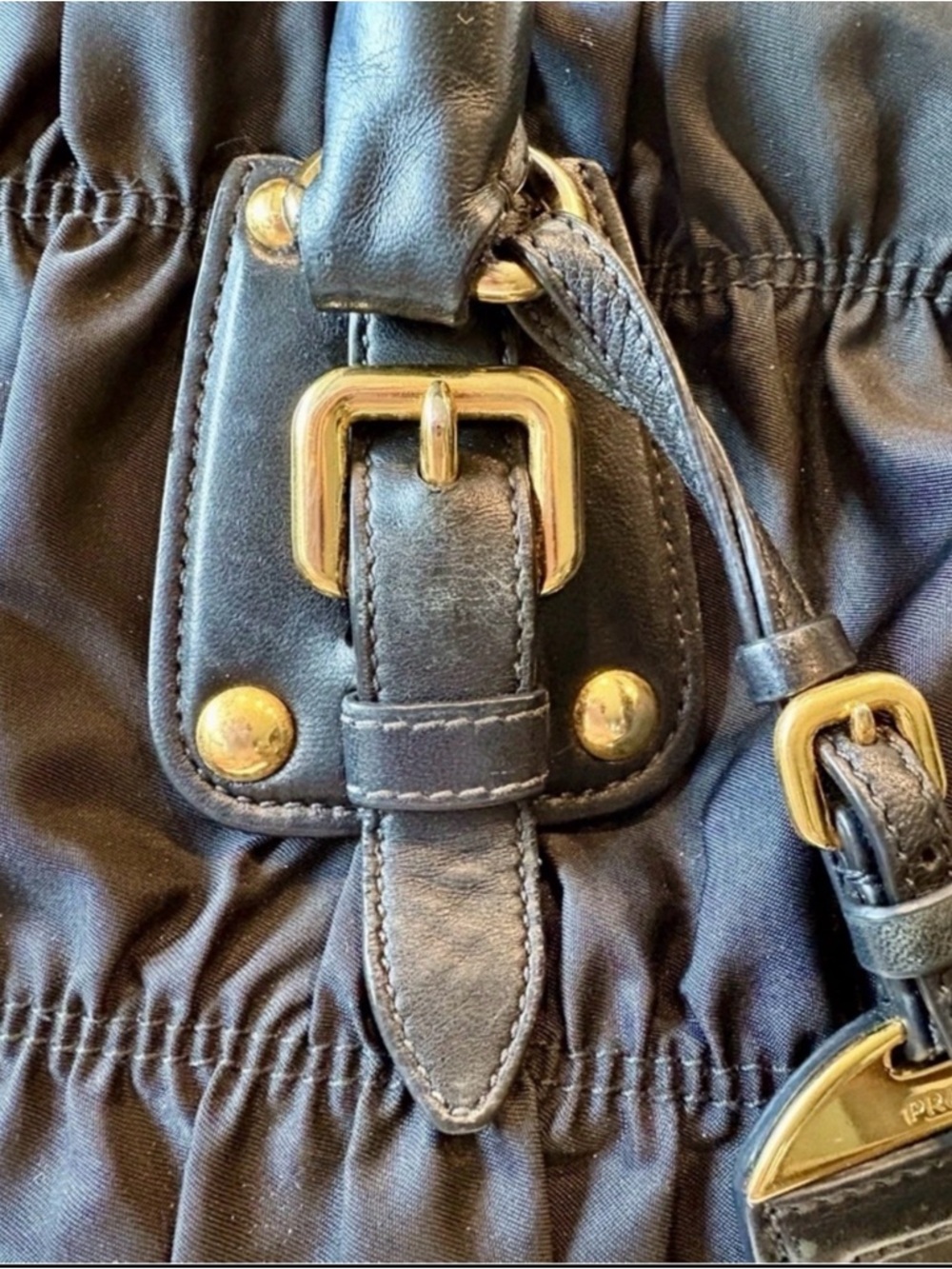 Prada BN1788 Tessuto Gaufre
Nero Black Ruched Satchel +Strap + Authenticity Card - Picture 12 of 15